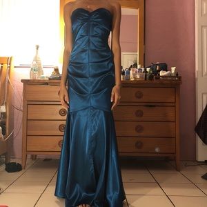 Royal blue silk mermaid dress